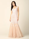 Prom Long Sleeveless Formal Fitted Lace Dress - The Dress Outlet