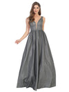 Prom Long Sleeveless Formal Metallic Ball Gown - The Dress Outlet