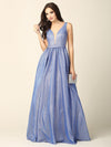 Prom Long Sleeveless Formal Metallic Ball Gown - The Dress Outlet