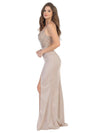 Prom Long Spaghetti Strap Formal Metallic Dress - The Dress Outlet