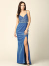 Prom Long Spaghetti Strap Formal Metallic Dress - The Dress Outlet