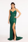 Prom Long Spaghetti Strap Sequins Formal Dress - The Dress Outlet