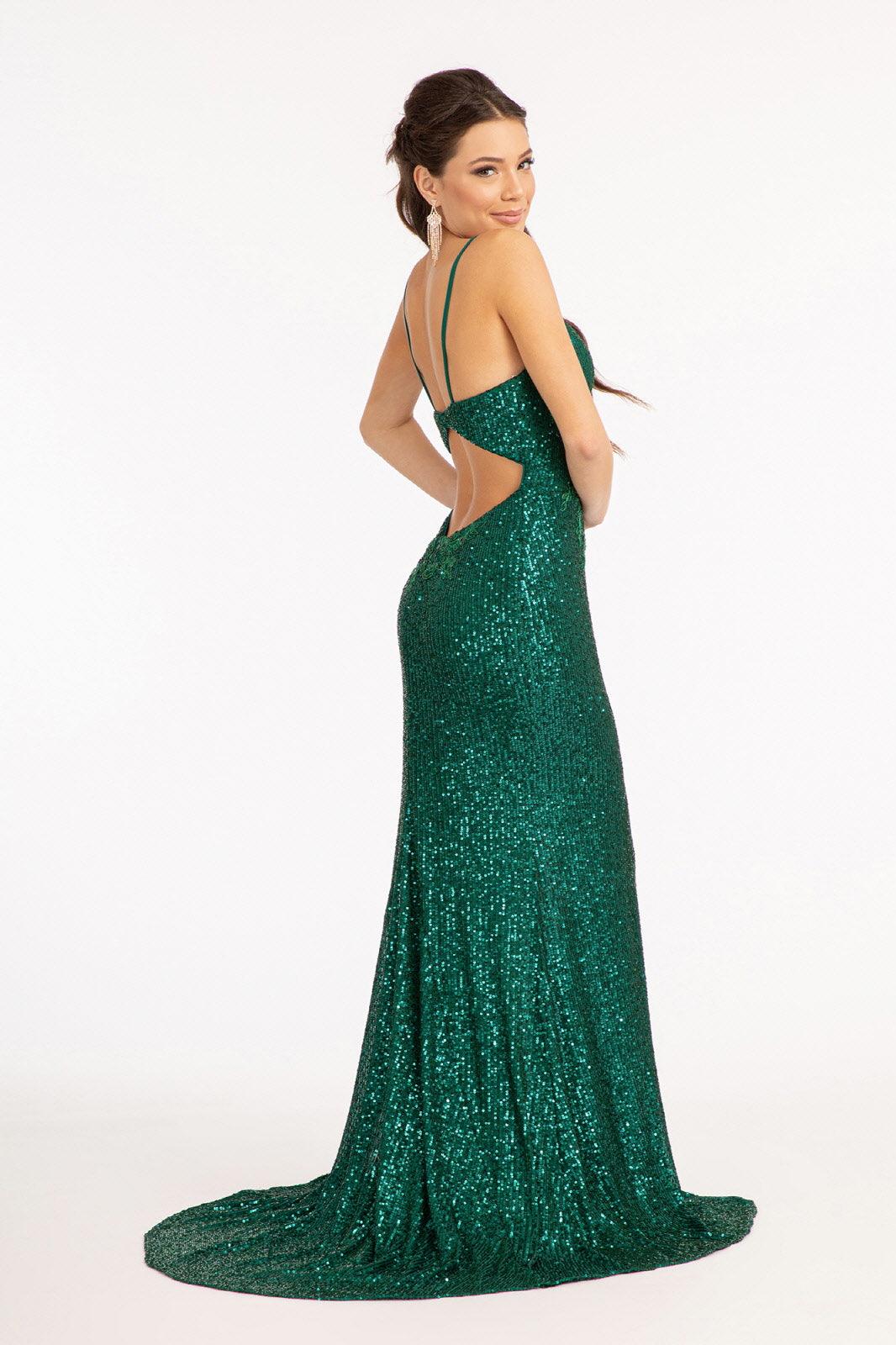 Prom Long Spaghetti Strap Sequins Formal Dress - The Dress Outlet