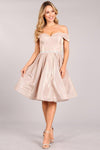 Prom Short Metallic Off Shoulder Homecoming Dress - The Dress Outlet