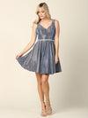 Prom Short Sleeveless Metallic Cocktail Dress - The Dress Outlet