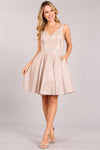 Prom Short Sleeveless Metallic Glitter Dress - The Dress Outlet