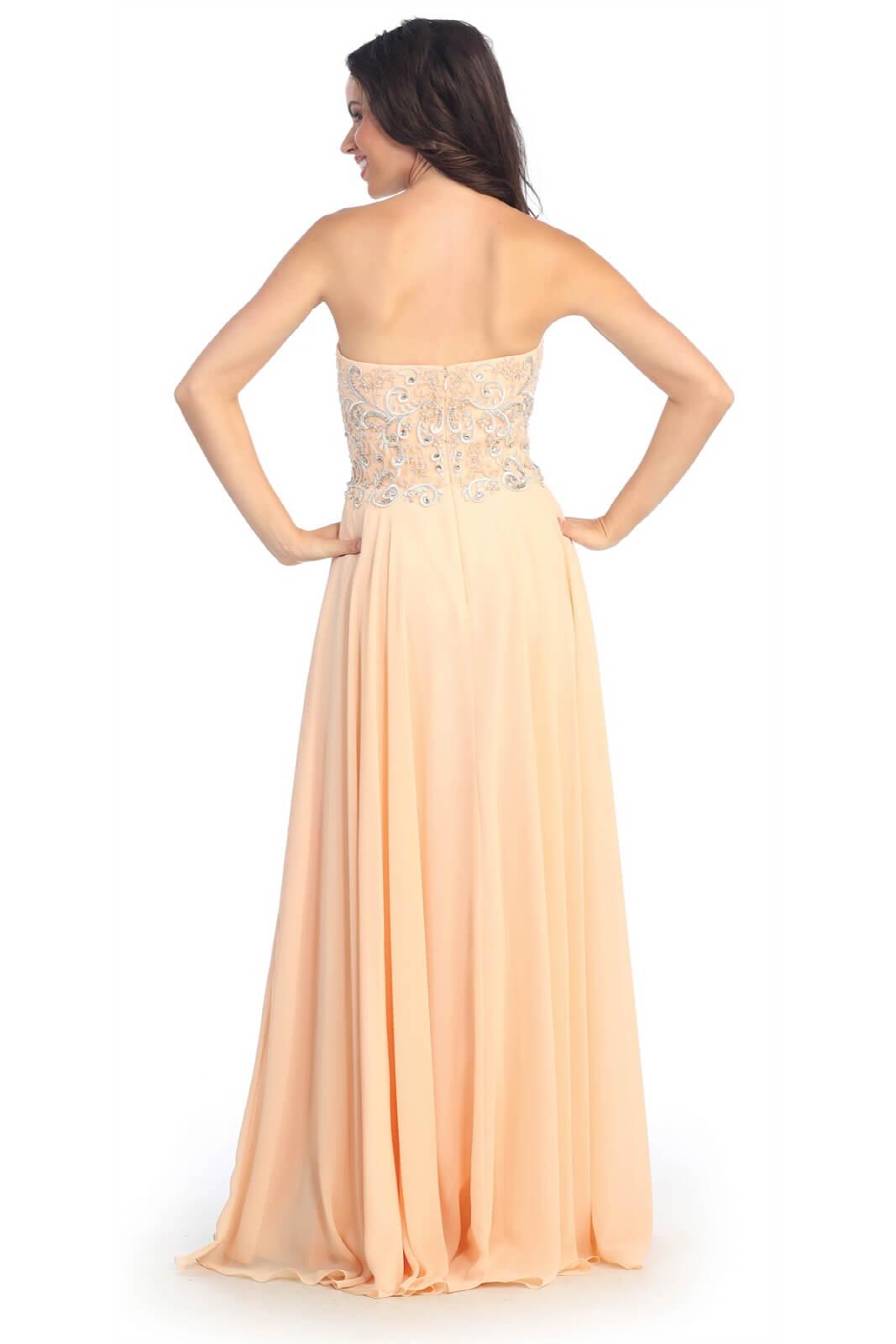 Prom Strapless Sweetheart Chiffon Evening Long Gown - The Dress Outlet Elizabeth K