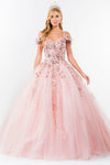 Quinceanera Cold Shoulder Long Sequin Dress - The Dress Outlet