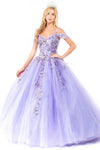 Quinceanera Cold Shoulder Long Sequin Dress - The Dress Outlet