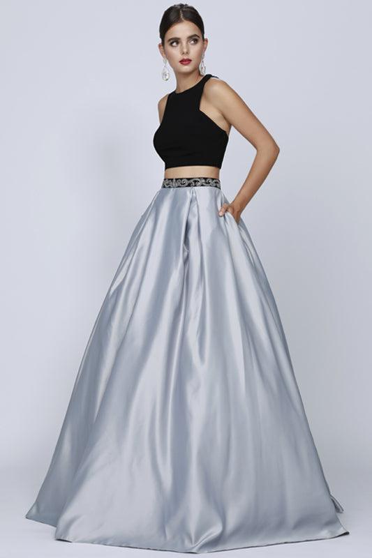 Quinceanera Long Ball Gown Beaded Two Piece Dress - The Dress Outlet