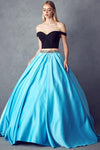 Quinceanera Long Off Shoulder Two Piece Ball Gown - The Dress Outlet