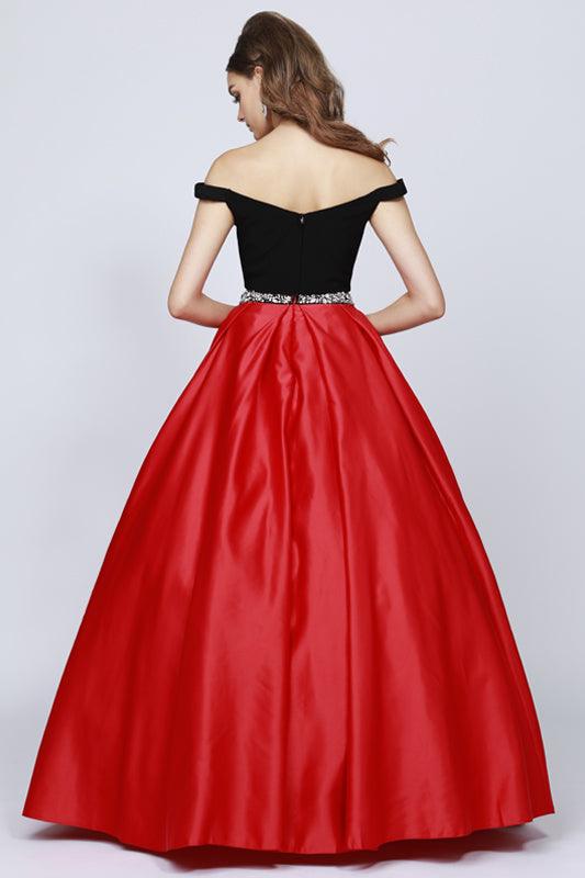 Quinceanera Long Off Shoulder Two Piece Ball Gown - The Dress Outlet