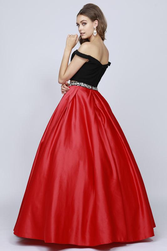 Quinceanera Long Off Shoulder Two Piece Ball Gown - The Dress Outlet