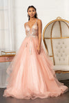 Quinceanera Long Spaghetti Strap Glitter Ball Gown - The Dress Outlet