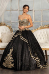 Quinceanera Long Strapless Glitter Mesh Ball Gown - The Dress Outlet