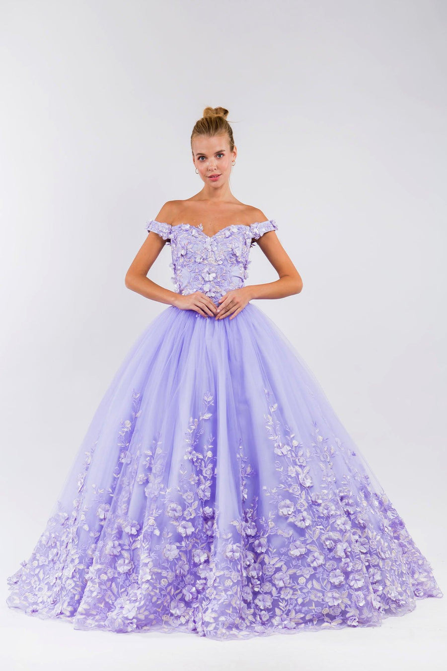 Quinceanera Off Shoulder Long Dress - The Dress Outlet