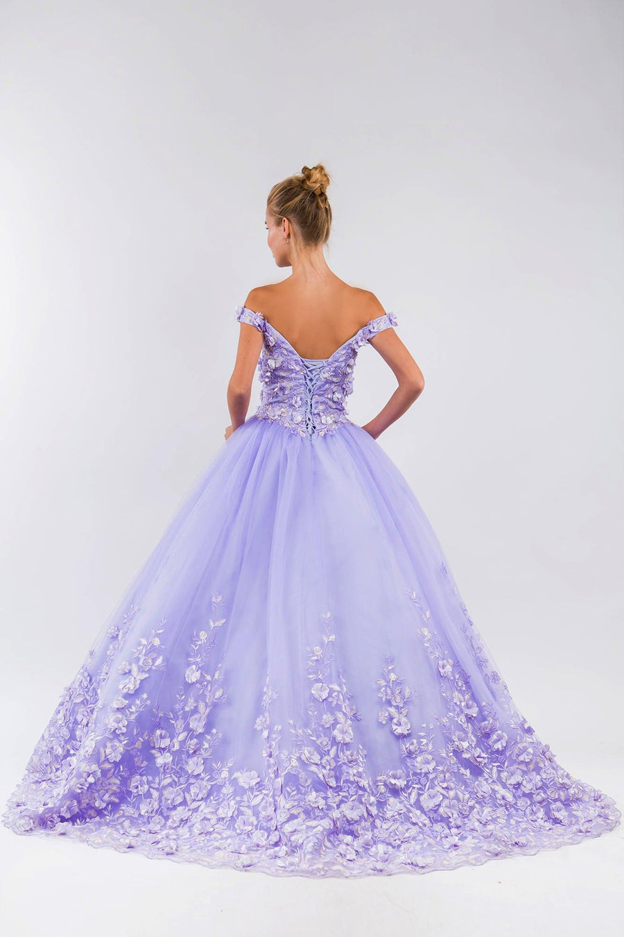 Quinceanera Off Shoulder Long Dress - The Dress Outlet