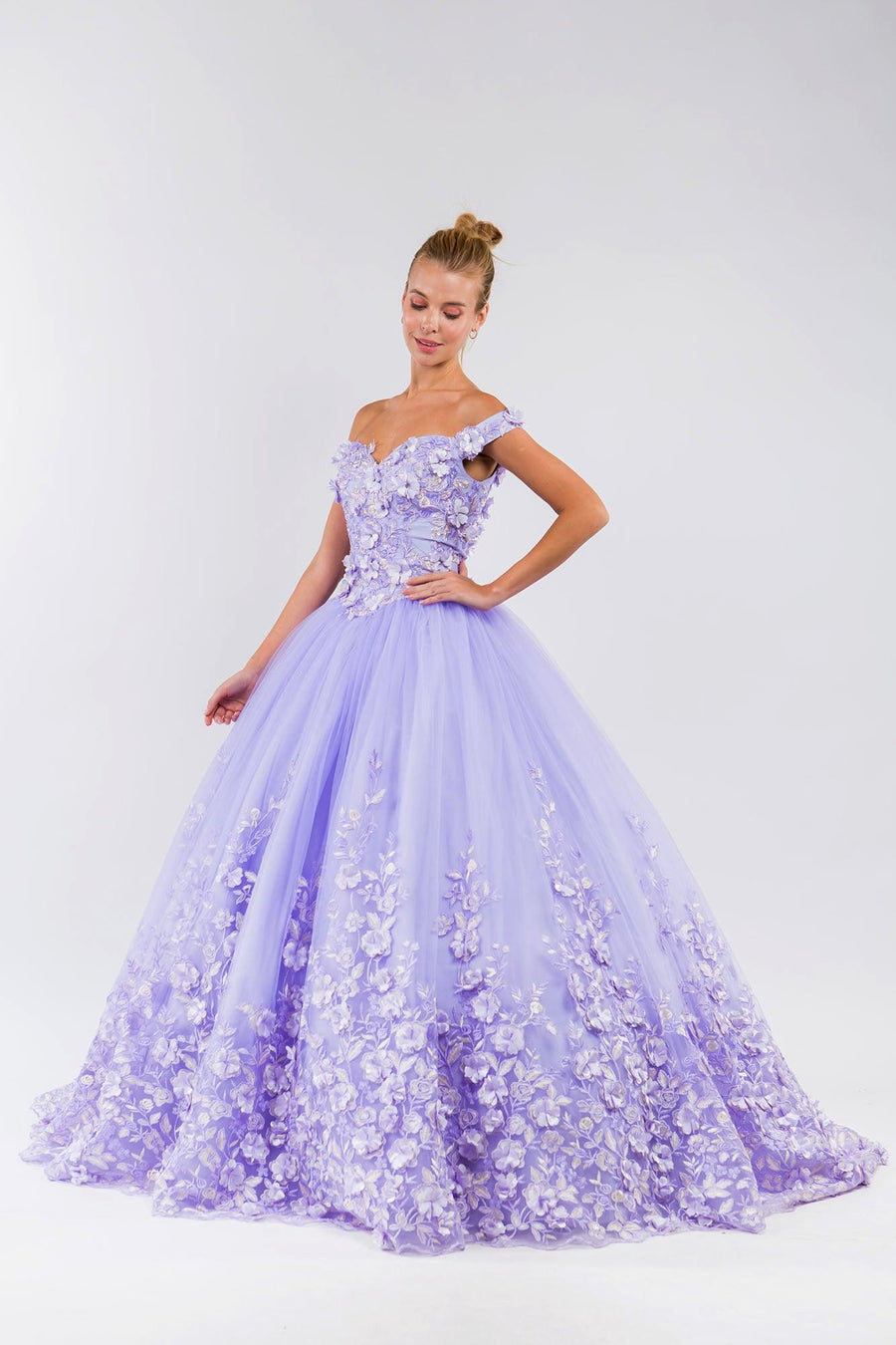 Quinceanera Off Shoulder Long Dress - The Dress Outlet