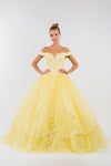 Quinceanera Off Shoulder Long Mesh Dress - The Dress Outlet