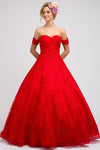 Quinceanera Prom Long Strapless Lace Ball Gown - The Dress Outlet