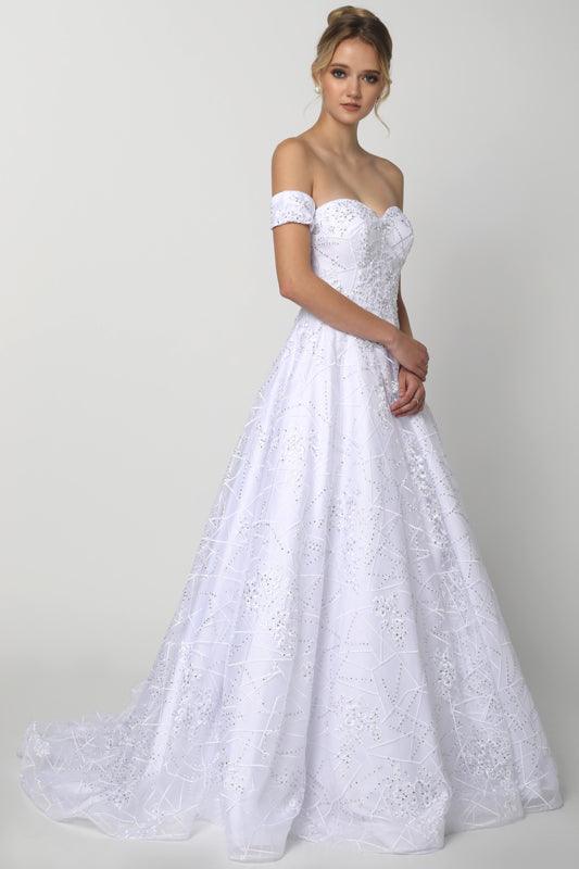 Quinceanera Prom Long Strapless Lace Ball Gown - The Dress Outlet