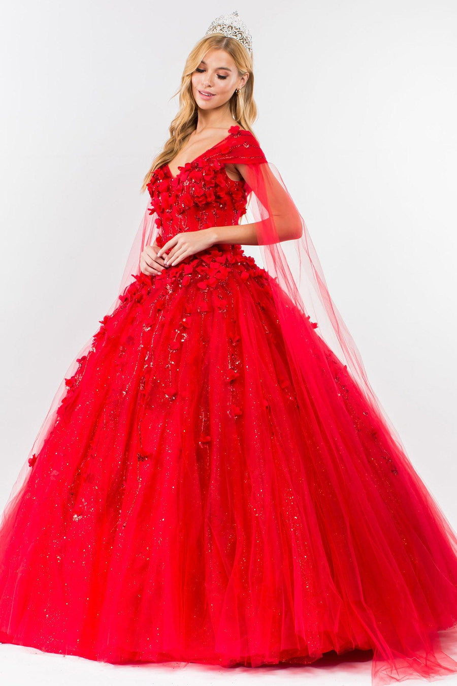 Quinceanera Sweet 16 Long Mesh Gown - The Dress Outlet