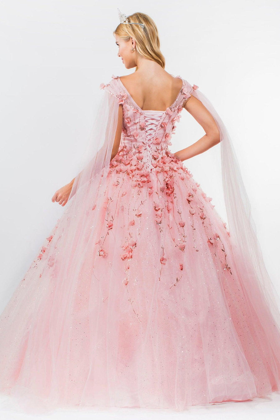 Quinceanera Sweet 16 Long Mesh Gown - The Dress Outlet