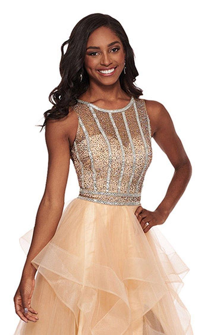 High low clearance gold prom dresses