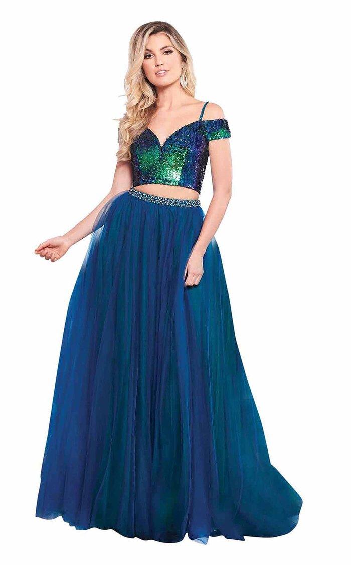 Rachel Allan Long Off Shoulder Prom Dress 6488 - The Dress Outlet