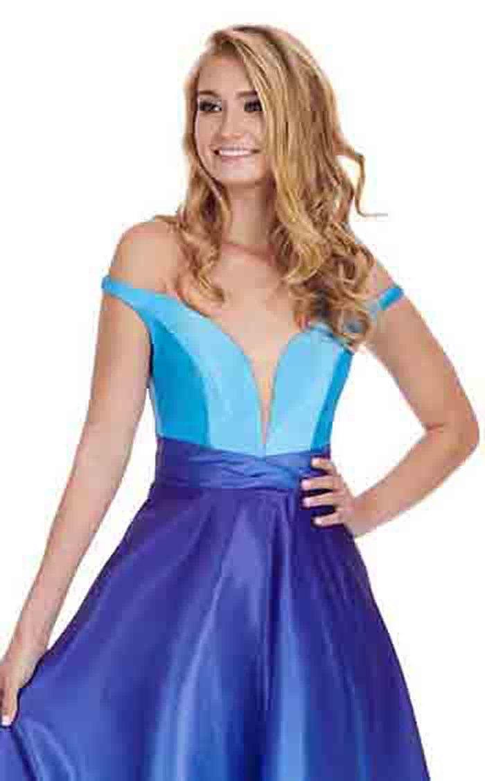 Rachel Allan Long Off Shoulder Prom Dress 6552 - The Dress Outlet