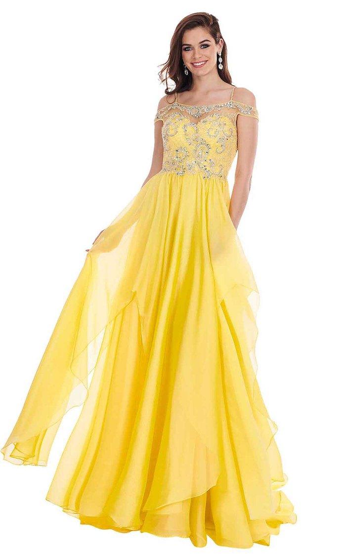 Rachel Allan Long Off Shoulder Prom Dress  6591 - The Dress Outlet