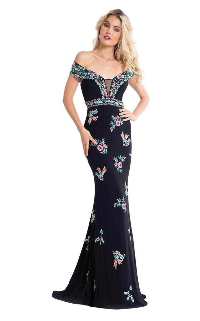 Rachel Allan Long Off The Shoulder Prom Dress 6056 - The Dress Outlet