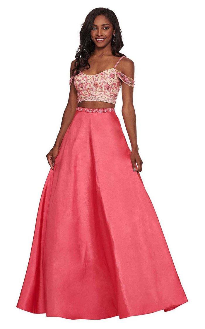 Coral two outlet piece prom dress