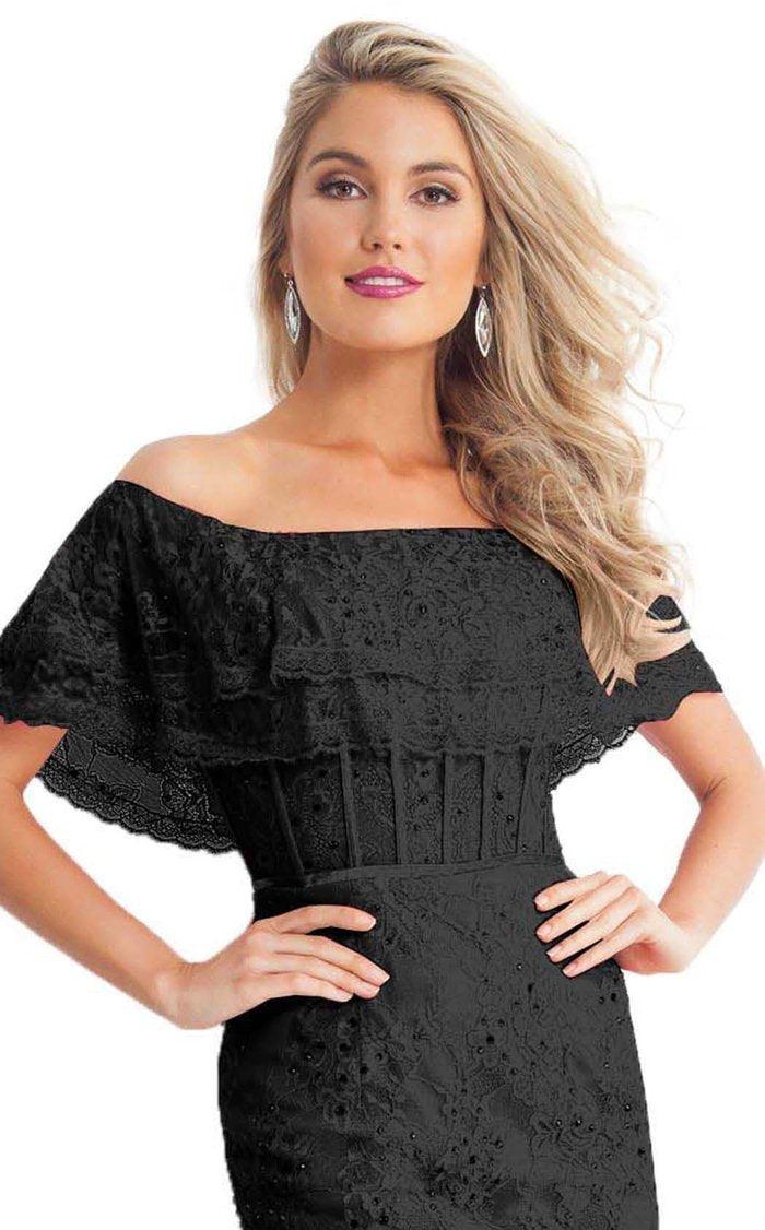 Rachel Allan Off Shoulder Short Lace Dress L1191 - The Dress Outlet