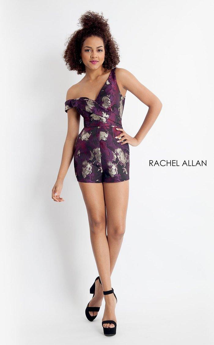 Rachel Allan One Shoulder Romper Homecoming Dress 4679 - The Dress Outlet