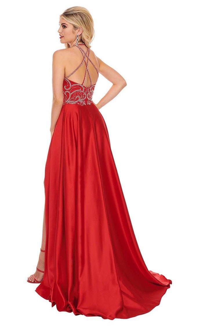 Rachel Allan Prom Beaded Halter Long Dress 6487 - The Dress Outlet