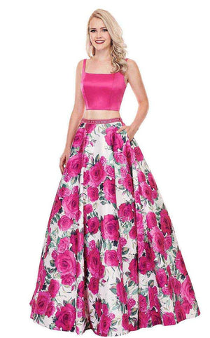 Long Floral Two Piece Bell Sleeve Prom Dress Evening Gown for $94.99 – The  Dress Outlet