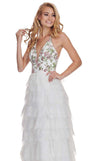 Rachel Allan Prom Long Floral Halter Dress 6555CL - The Dress Outlet