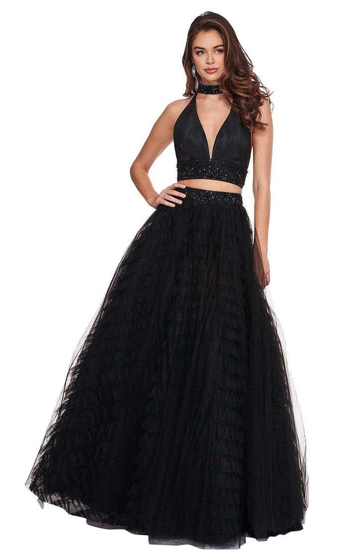 Rachel Allan Prom Long Halter Beaded Ball Gown 6524 - The Dress Outlet