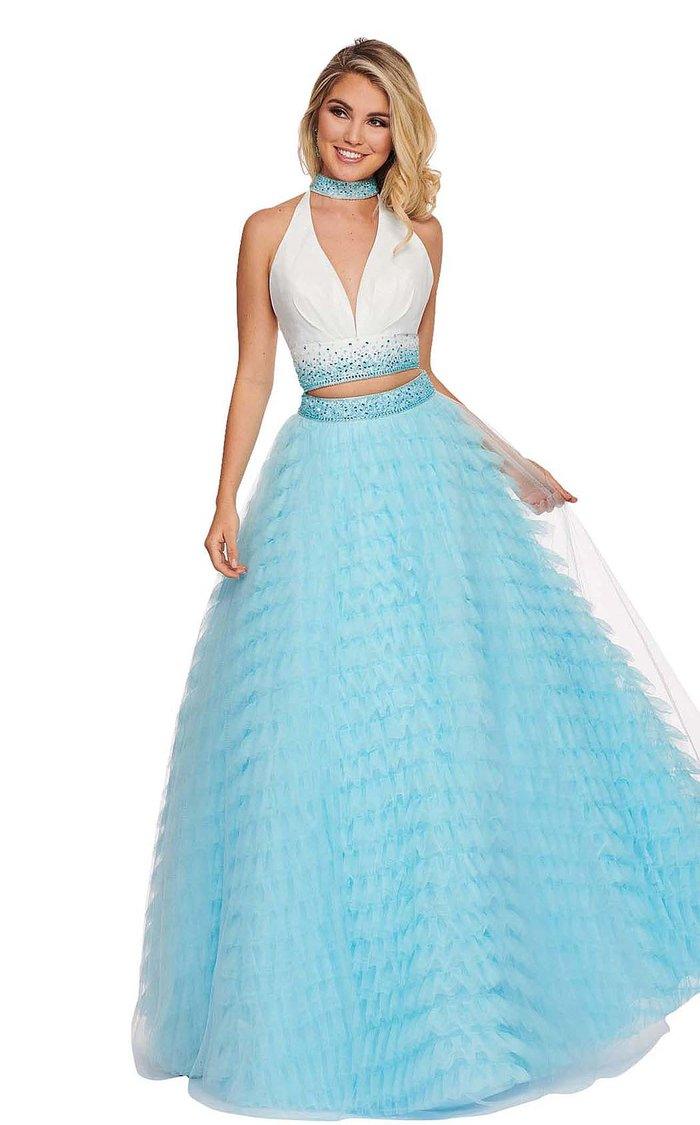 Rachel Allan Prom Long Halter Beaded Ball Gown 6524 - The Dress Outlet