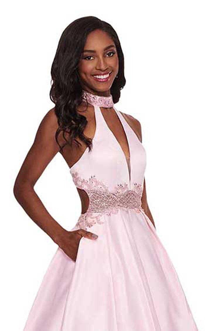 Rachel Allan Prom Long Halter Beaded Dress 6528 - The Dress Outlet