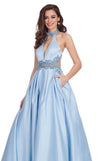 Rachel Allan Prom Long Halter Beaded Dress 6528 - The Dress Outlet