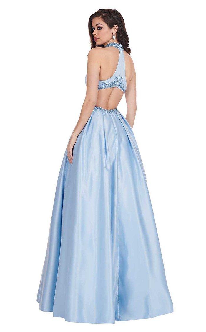 Rachel Allan Prom Long Halter Beaded Dress 6528 - The Dress Outlet