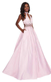 Rachel Allan Prom Long Halter Beaded Dress 6528 - The Dress Outlet