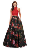 Rachel Allan Prom Long Halter Floral Ball Gown 6504 - The Dress Outlet