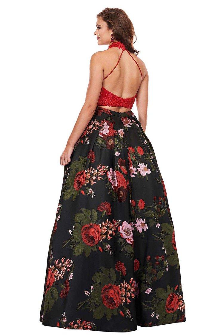 Rachel Allan Prom Long Halter Floral Ball Gown 6504 - The Dress Outlet