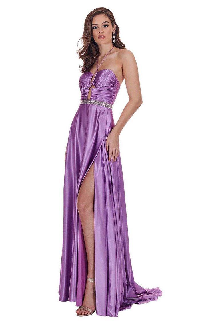 Rachel Allan Prom Long Halter Formal Prom Gown 6521 - The Dress Outlet