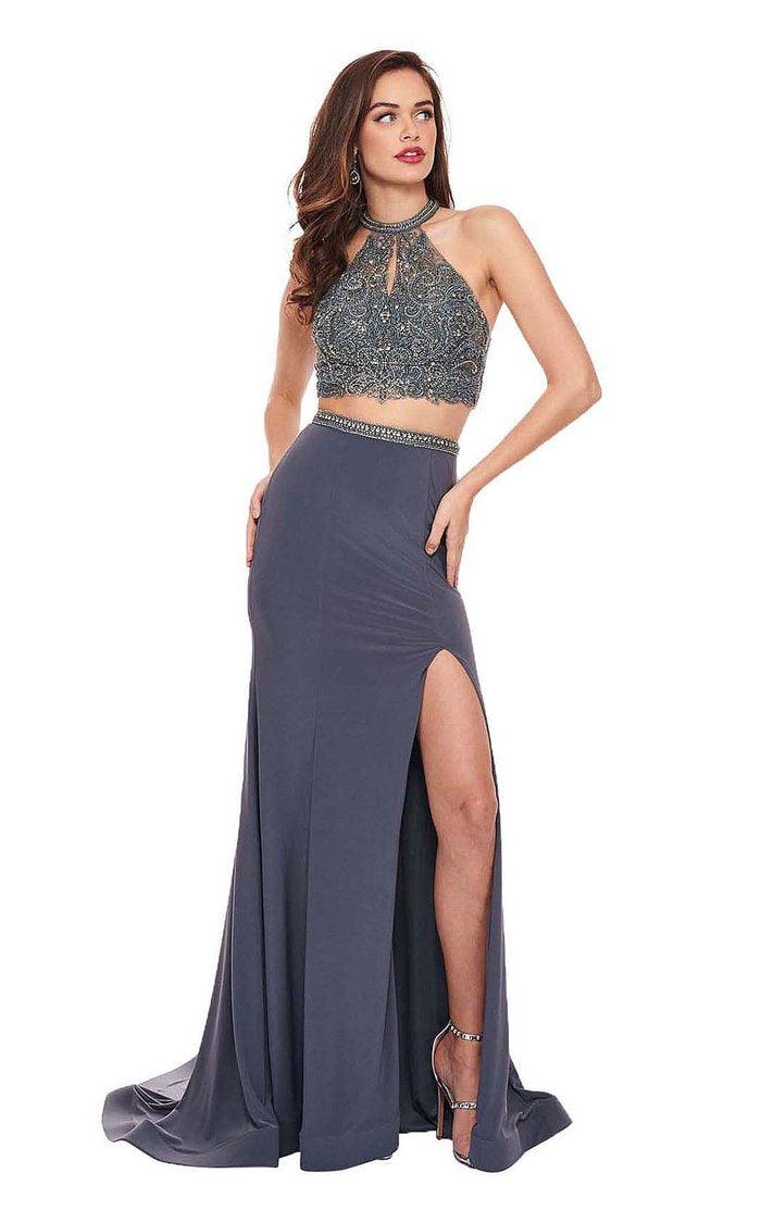 Rachel Allan Prom Long Halter Mermaid Fit Gown 6641 - The Dress Outlet