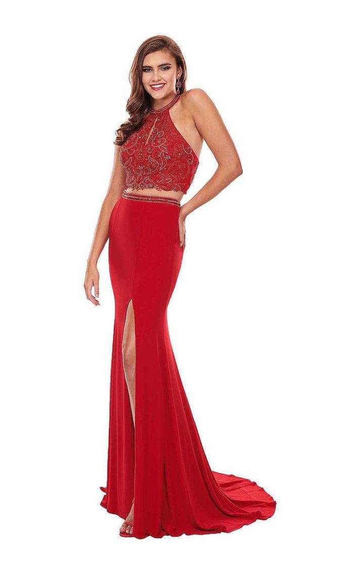 Rachel Allan Prom Long Halter Mermaid Fit Gown 6641 - The Dress Outlet