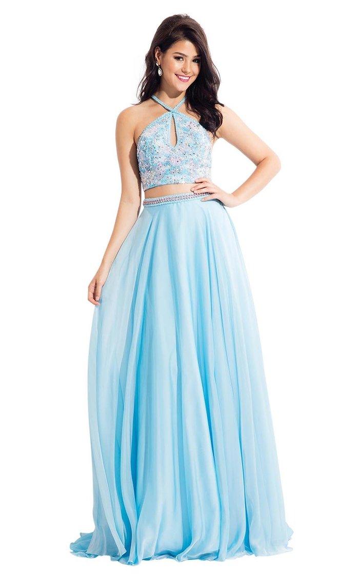 Rachel Allan Prom Long Halter Two Piece Dress 6063 - The Dress Outlet